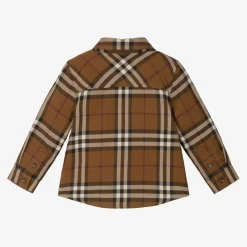Burberry Tops*Baby Boys Brown Checked Cotton Shirt DarkBirchBrown