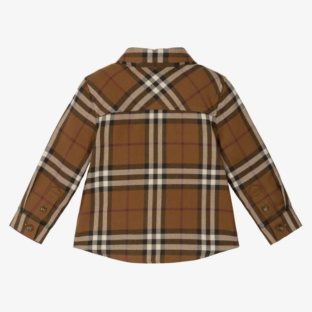 Burberry Tops*Baby Boys Brown Checked Cotton Shirt DarkBirchBrown