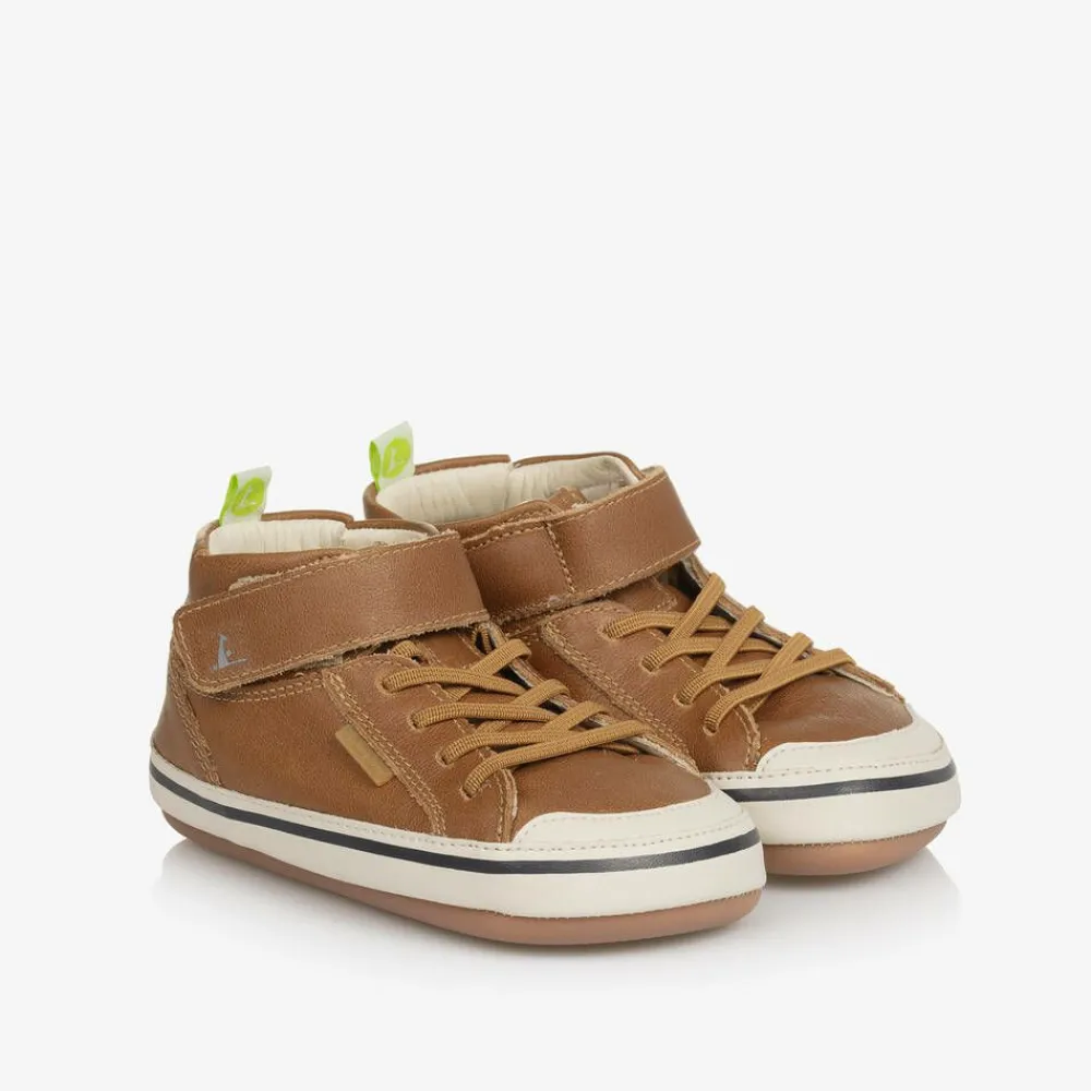 Tip Toey Joey Trainers|Trainers*Baby Boys Brown Leather High-Top Trainers