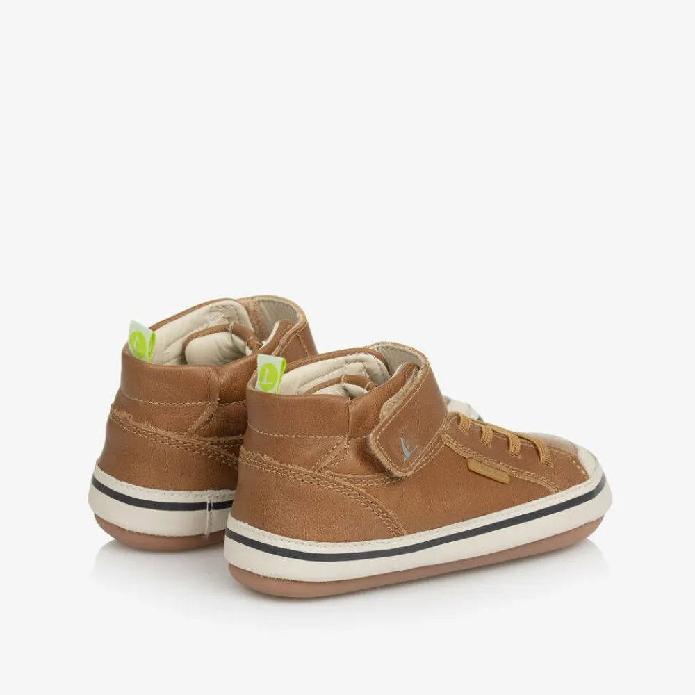 Tip Toey Joey Trainers|Trainers*Baby Boys Brown Leather High-Top Trainers