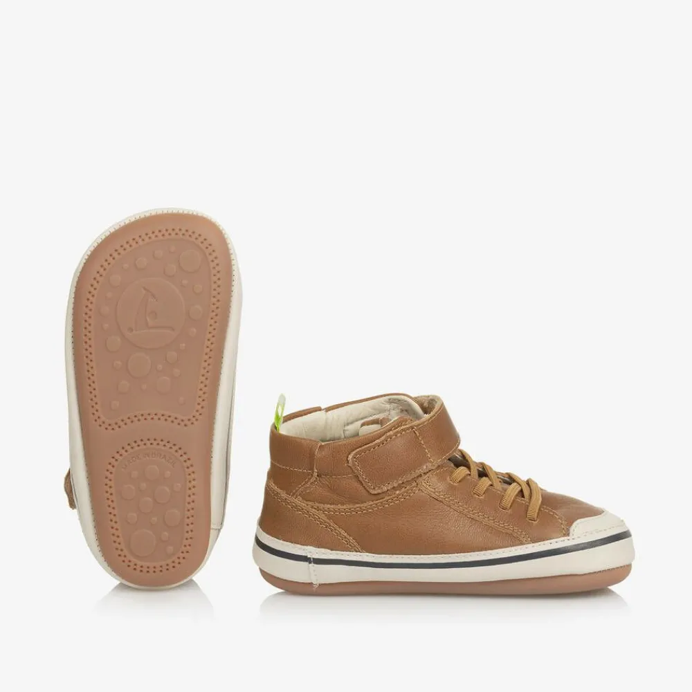 Tip Toey Joey Trainers|Trainers*Baby Boys Brown Leather High-Top Trainers