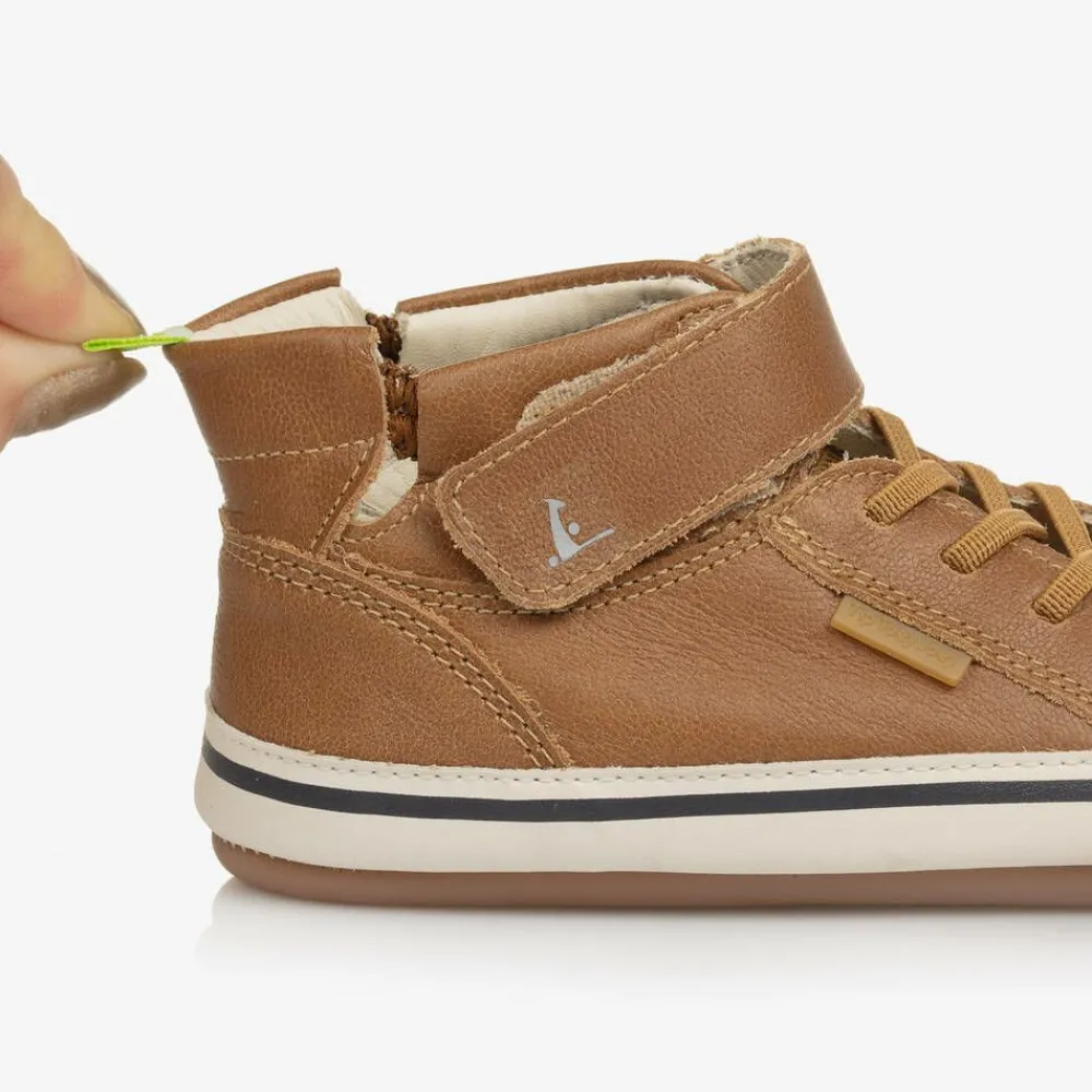 Tip Toey Joey Trainers|Trainers*Baby Boys Brown Leather High-Top Trainers