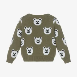 Guess Tops*Baby Boys Green Cotton Bear Sweater