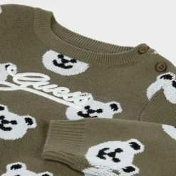 Guess Tops*Baby Boys Green Cotton Bear Sweater