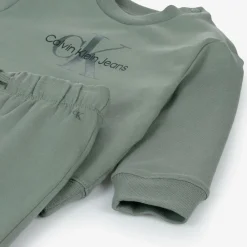 Calvin Klein Tracksuits*Baby Boys Green Cotton Monogram Tracksuit