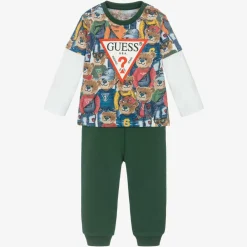 Guess Outfit Sets|Outfit Sets*Baby Boys Green Cotton Trouser Set