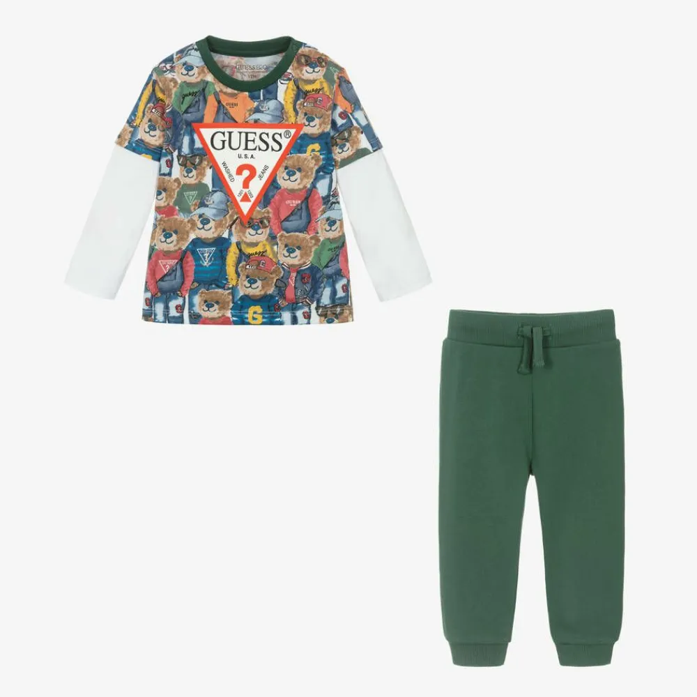 Guess Outfit Sets|Outfit Sets*Baby Boys Green Cotton Trouser Set