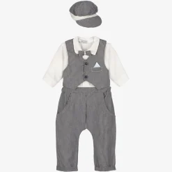 Beau KiD Outfit Sets|Outfit Sets*Baby Boys Grey & White Cotton Trouser Set
