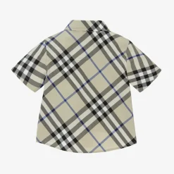 Burberry Tops*Baby Boys Grey Check Cotton Shirt Lichen