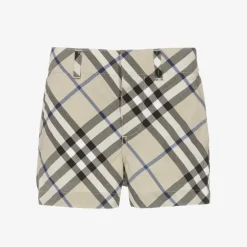 Burberry Shorts*Baby Boys Grey Check Cotton Shorts