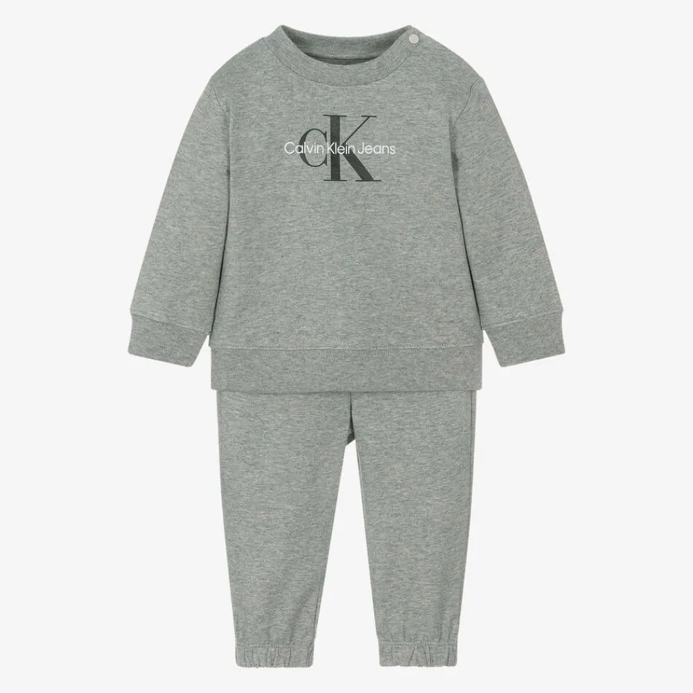 Calvin Klein Tracksuits|Tracksuits*Baby Boys Grey Cotton Monogram Tracksuit