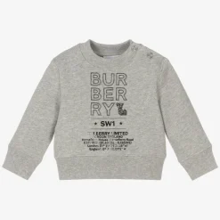 Burberry Tops*Baby Boys Grey Logo Sweatshirt