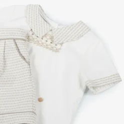 Beau KiD Outfit Sets|Outfit Sets*Baby Boys Ivory & Beige Cotton Buster Suit
