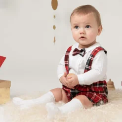 Caramelo Kids Outfit Sets|Outfit Sets*Baby Boys Ivory & Red Tartan Shorts Set