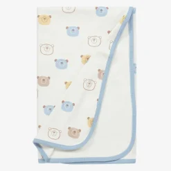 Kissy Love Gifts*Baby Boys Ivory Cotton Bear Talk Blanket (73cm)