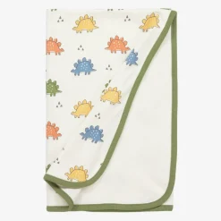 Kissy Love Gifts*Baby Boys Ivory Cotton Dino Traffic Blanket (73cm)