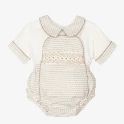 Beau KiD Outfit Sets|Outfit Sets*Baby Boys Ivory Cotton Dungaree Set