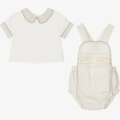 Beau KiD Outfit Sets|Outfit Sets*Baby Boys Ivory Cotton Dungaree Set