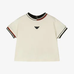 Emporio Armani Tops*Baby Boys Ivory Cotton T-Shirt
