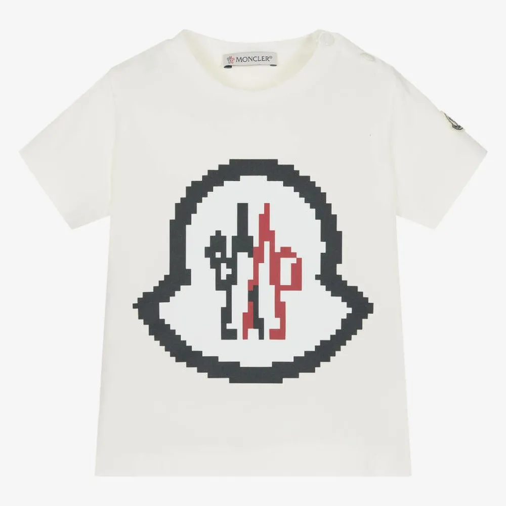 Moncler Enfant Tops*Baby Boys Ivory Cotton T-shirt