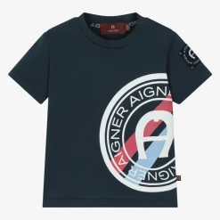 AIGNER Tops|Tops*Baby Boys Navy Blue Cotton T-Shirt