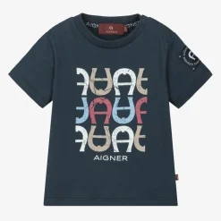 AIGNER Tops|Tops*Baby Boys Navy Blue Cotton T-Shirt