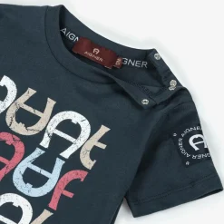 AIGNER Tops|Tops*Baby Boys Navy Blue Cotton T-Shirt