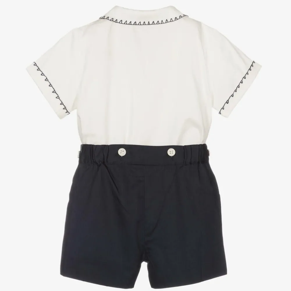 Rachel Riley Outfit Sets|Outfit Sets*Baby Boys Navy Blue Smocked Buster Suit