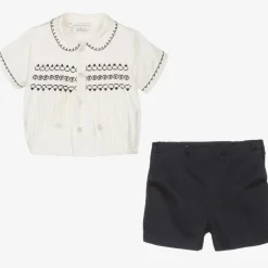 Rachel Riley Outfit Sets|Outfit Sets*Baby Boys Navy Blue Smocked Buster Suit