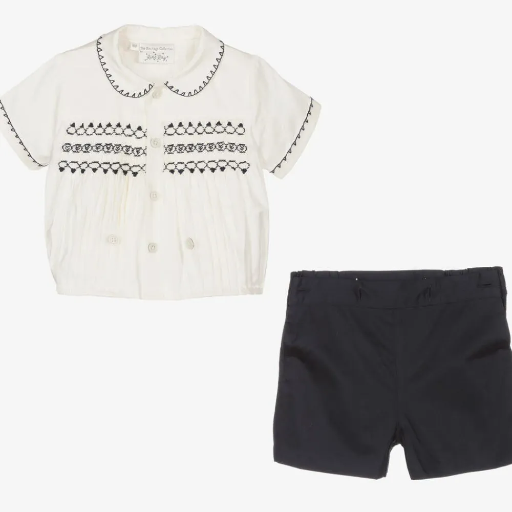 Rachel Riley Outfit Sets|Outfit Sets*Baby Boys Navy Blue Smocked Buster Suit