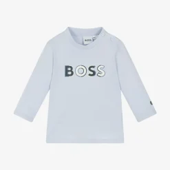 BOSS Tops*Baby Boys Pale Blue Organic Cotton Top
