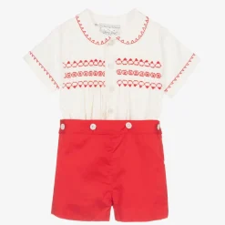 Rachel Riley Outfit Sets|Outfit Sets*Baby Boys Red Smocked Buster Suit