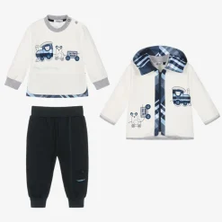 Sofija Tracksuits|Tracksuits*Baby Boys White & Blue Cotton Tracksuit Set