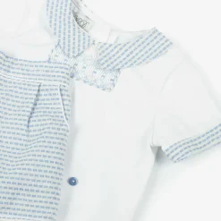 Beau KiD Outfit Sets|Outfit Sets*Baby Boys White & Blue Cotton Buster Suit