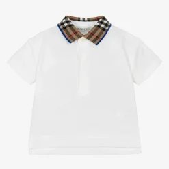 Burberry Tops*Baby Boys White Check Polo Shirt