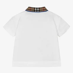 Burberry Tops*Baby Boys White Check Polo Shirt