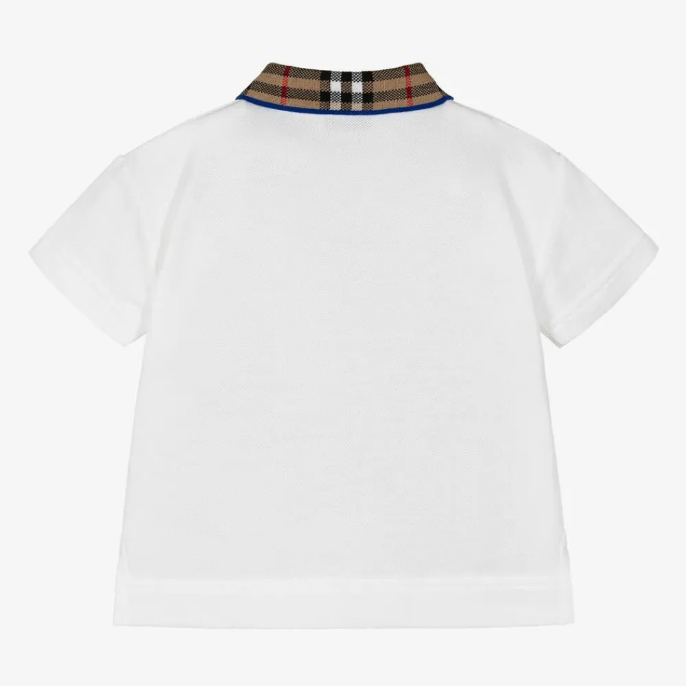 Burberry Tops*Baby Boys White Check Polo Shirt