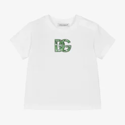 Dolce amp; Gabbana Tops*Baby Boys White Cotton DG Logo T-Shirt