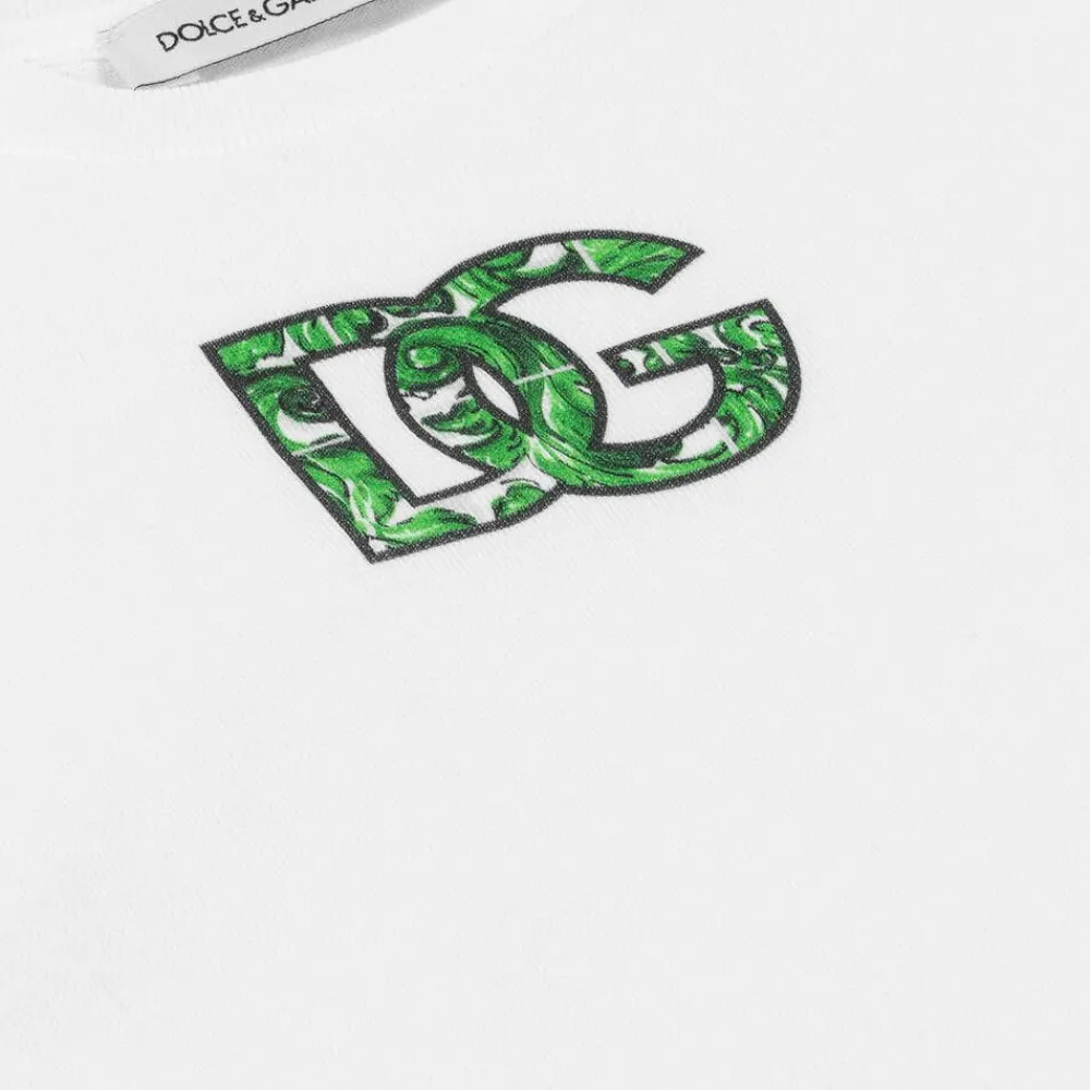 Dolce amp; Gabbana Tops*Baby Boys White Cotton DG Logo T-Shirt