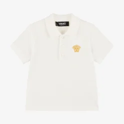 Versace Tops*Baby Boys White Cotton Polo Shirt