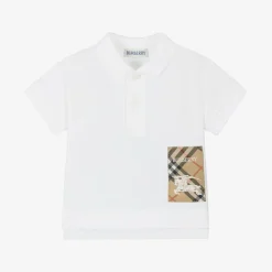 Burberry Tops*Baby Boys White Cotton Polo Shirt