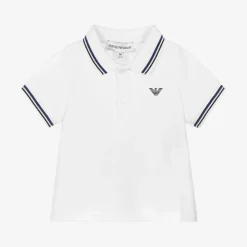 Emporio Armani Tops*Baby Boys White Cotton Polo Shirt