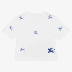 Burberry Tops*Baby Boys White EKD Cotton T-Shirt