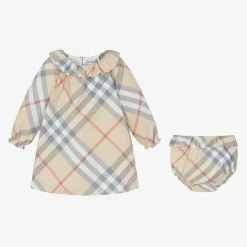 Burberry Gifts*Baby Girls Beige Check Dress PaleStone
