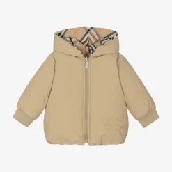 Burberry Coats & Jackets*Baby Girls Beige Check Reversible Down Jacket