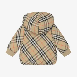 Burberry Coats & Jackets*Baby Girls Beige Check Reversible Down Jacket