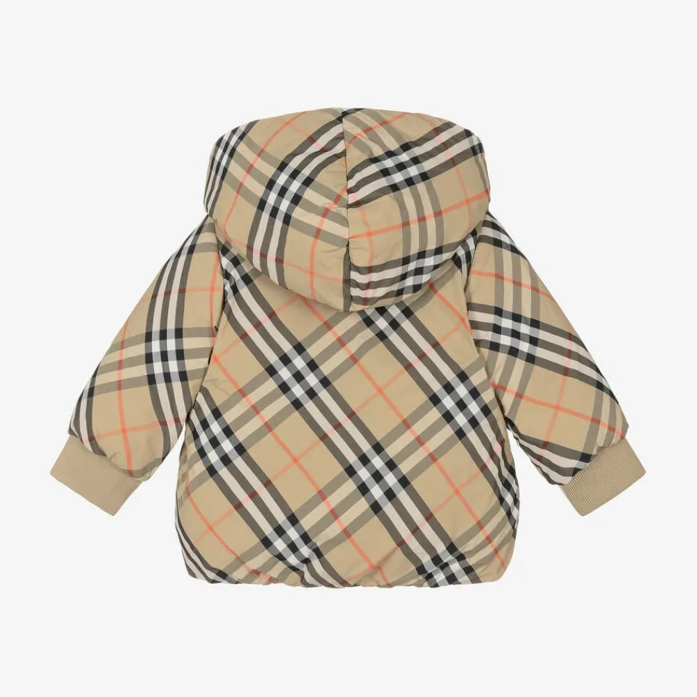 Burberry Coats & Jackets*Baby Girls Beige Check Reversible Down Jacket