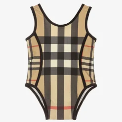 Burberry Swimwear*Baby Girls Beige Check Swimsuit