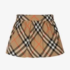 Burberry Skirts*Baby Girls Beige Cotton Check Skirt SandCheck