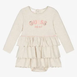 Guess Dresses*Baby Girls Beige Cotton Dress